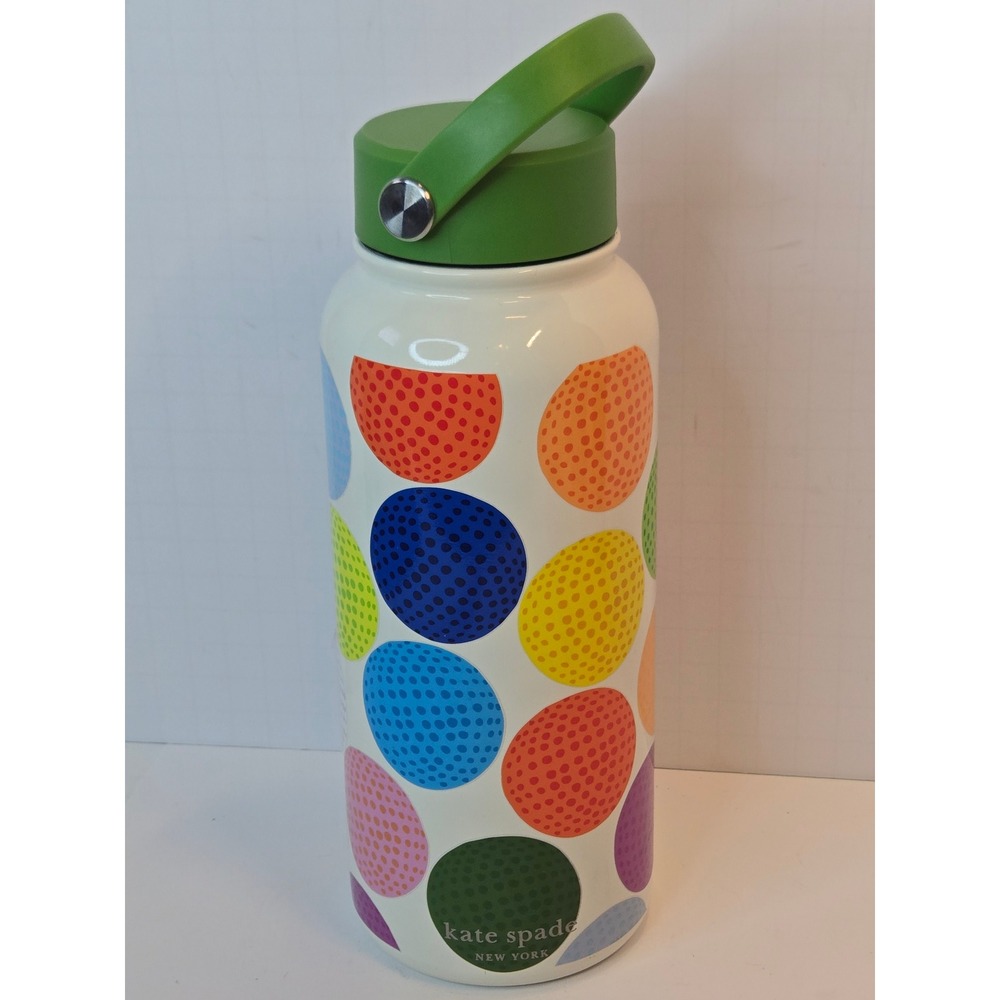 Kate Spade New York Golf Ball Polka Dot Stainless Steel Water Bottle Green Lid